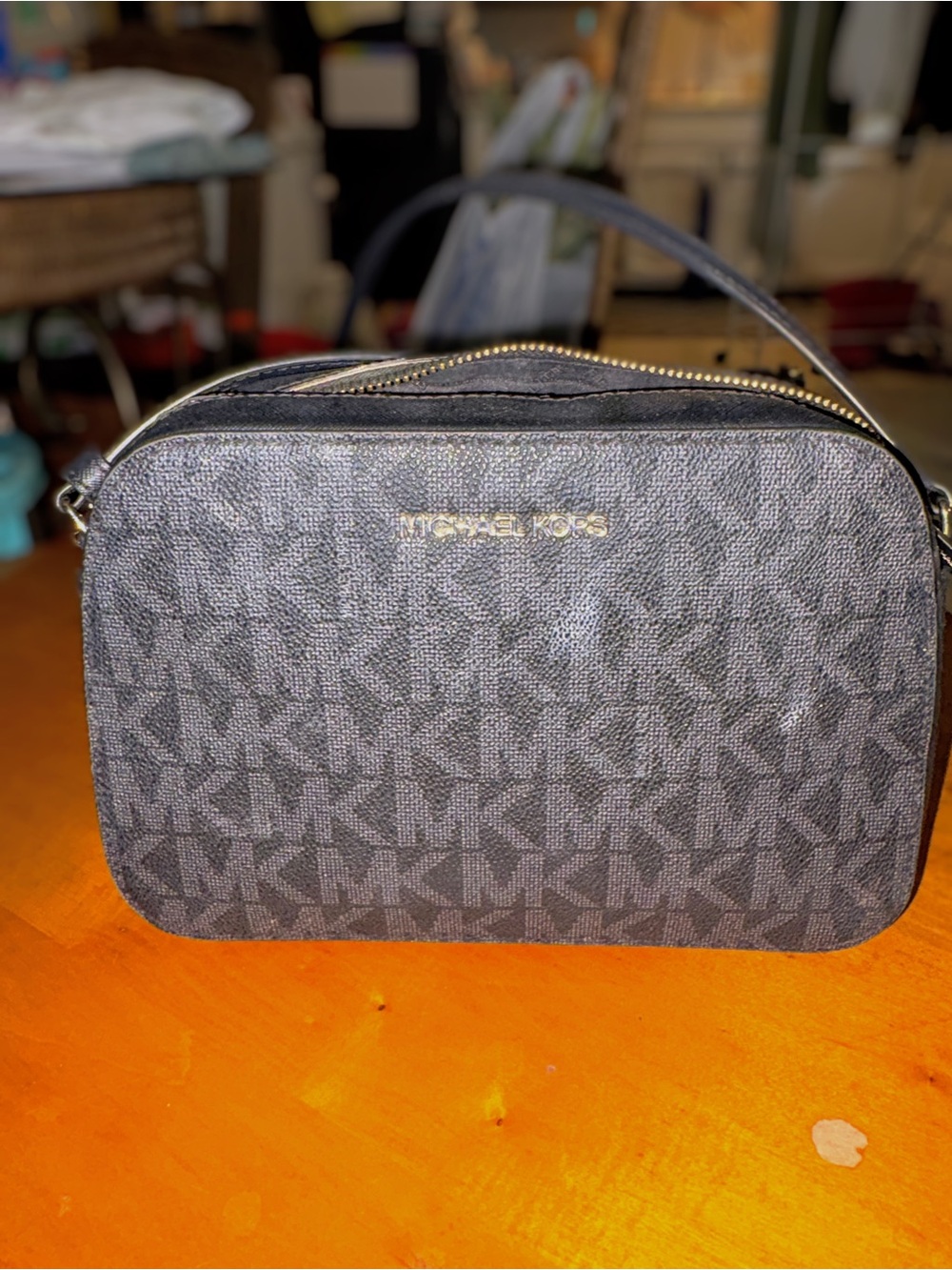 Michael Kors Black MK Logo Crossbody Camera Bag